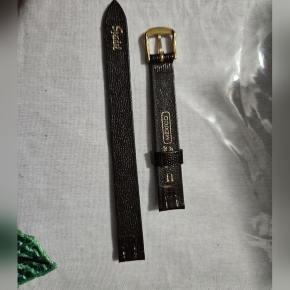 Speidel Elegant Brown Crocodile Leather Watch Strap with Gold Buckle - Picture 2 of 5